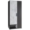 RUNO ARMOIRE 2 PORTES GRIS ET BLANC