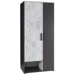 RUNO ARMOIRE 2 PORTES GRIS ET BLANC