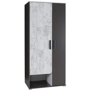 RUNO ARMOIRE 2 PORTES GRIS ET BLANC 1 RUNO ARMOIRE 2 PORTES GRIS ET BLANC