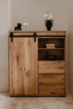 MANZANO BUFFET HAUT PORTE COULISSANTE 120X140X40CM