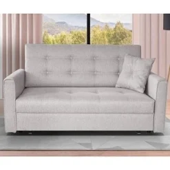 VIVA CANAPE CONVERTIBLE 3 PLACES TISSU GRIS PERLE