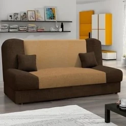 JONAS CANAPE CONVERTIBLE 3 PLACES CHAMOIS ET MARRON