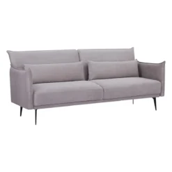 CANAPE CONVERTIBLE 3 PLACES VELOURS AZELI GRIS