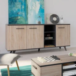 WAYNE ENFILADE 3PO 3NI CHENE BROSSE NOIR MAT -ATMOSPHERA Shop 3abffe6dbcc684218f34cde3bd9820837da204c7 2202000970 1