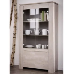 SEGUR VITRINE 2 PORTES ET 2 PORTES VITREES CHENE