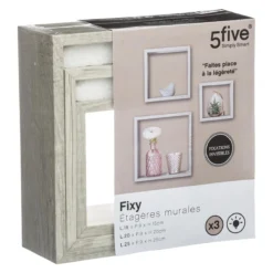 Five ETAGERE MURALE CUBE CHENE GRIS S 3 TAILLES