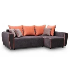 BLANKA CANAPE ANGLE DROIT CONVERTIBLE MARRON ET ORANGE
