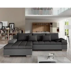 BANGKOK CANAPE ANGLE GAUCHE CONVERTIBLE GRIS MOUCHETE