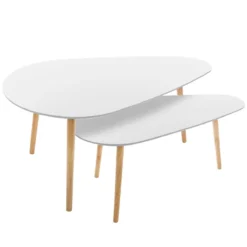 ATMOSPHERA SET 2 TABLES BASSE MILEO BLANC