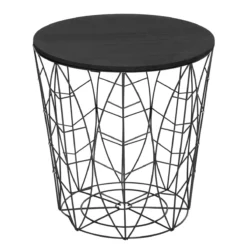 ATMOSPHERA TABLE CAFE METAL FEUILLE KUMI NOIR