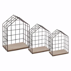 ATMOSPHERA ETAGERE MURALE METAL MAISON NOIR X3 PIECES