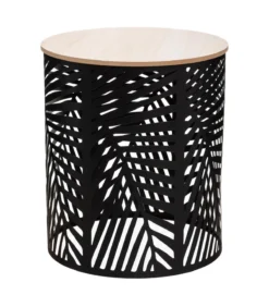 ATMOSPHERA TABLE CAFE FEUILLE NOIR D.39X39X45CM