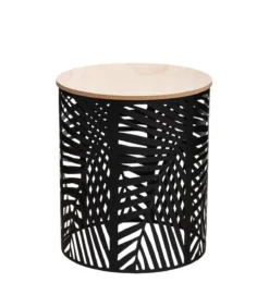 ATMOSPHERA TABLE CAFE FEUILLE NOIR D.35X35X40CM