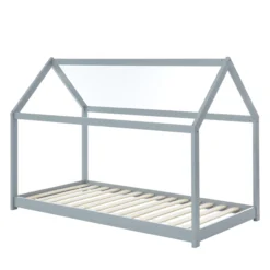 LIT ENFANT CABANE TINY PIN GRIS SOMMIER 90X190CM