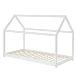 LIT ENFANT CABANE TINY PIN BLANC SOMMIER 90X190CM