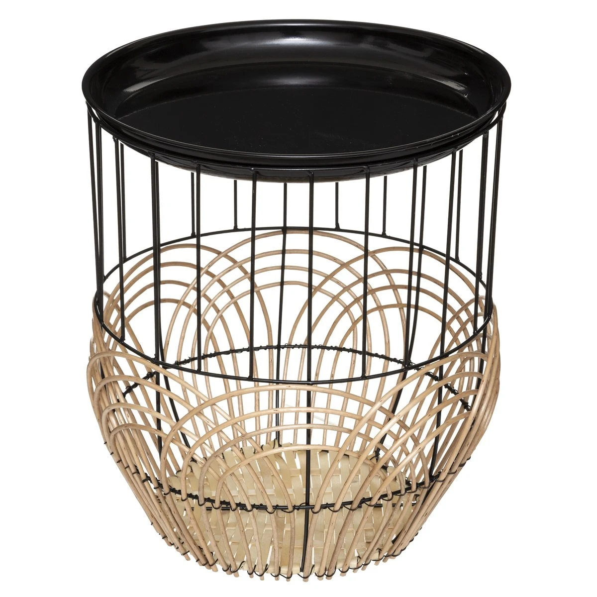 TABLE METAL ROTIN NOIR D.32X37CM 1 TABLE METAL ROTIN NOIR D.32X37CM
