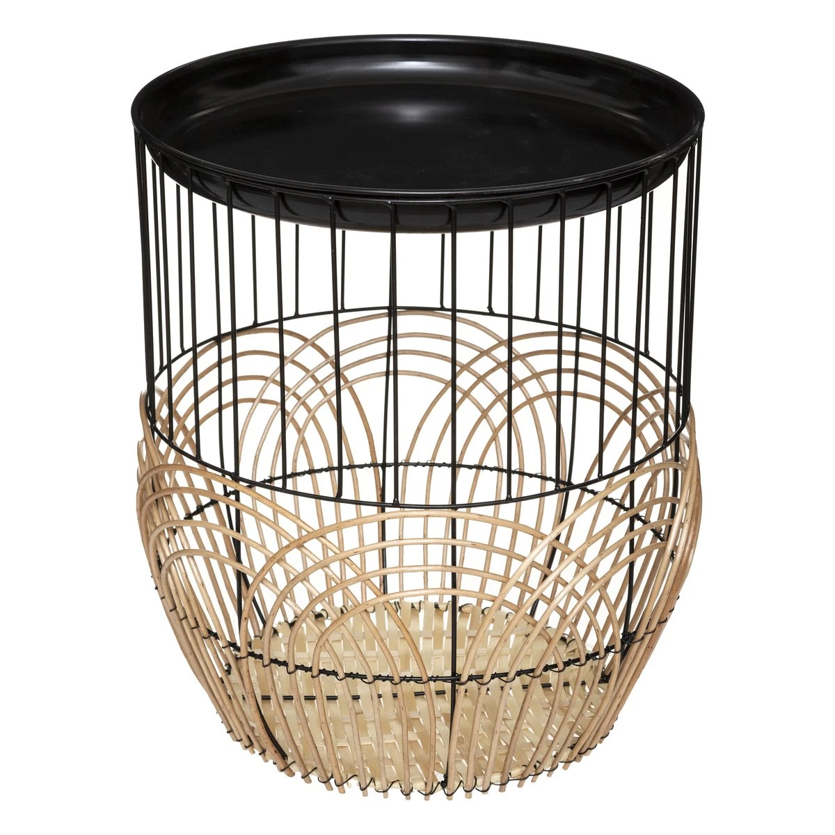 TABLE METAL ROTIN NOIR D.37X44CM 1 TABLE METAL ROTIN NOIR D.37X44CM