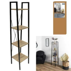 ETAGERE BOIS ET METAL148X34X32CM