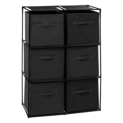 SET ETAGERE AVEC 6 BOITES MIX NOIR D.68X34X98CM