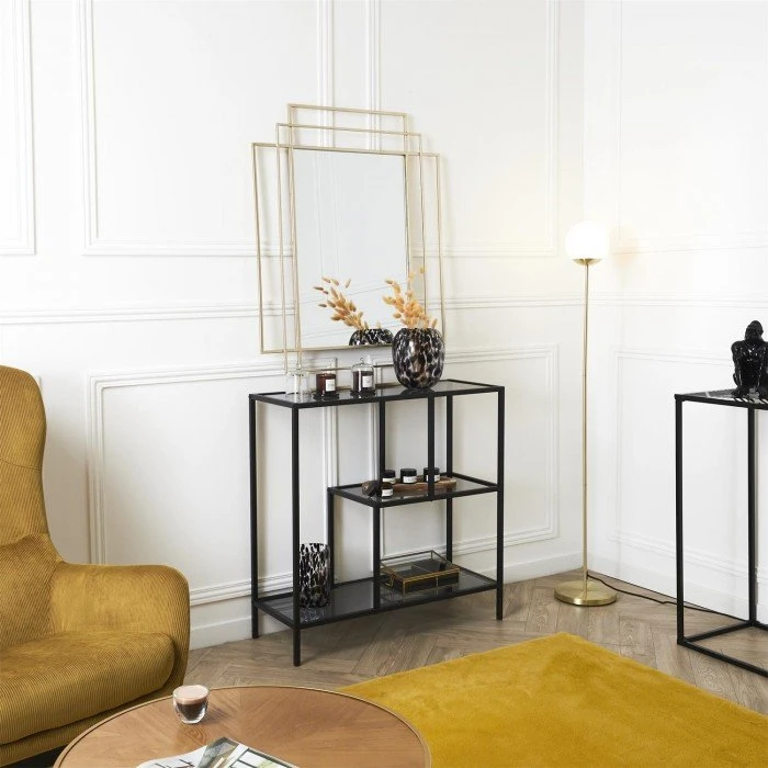 ETAGERE EDISON VERRE FUME 80X30X79.5CM 2 ETAGERE EDISON VERRE FUME 80X30X79.5CM – Image 2