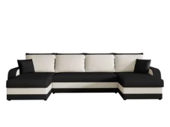 CANAPE KRIS ANGLE PANORAMIQUE NOIR BLANC CASSE