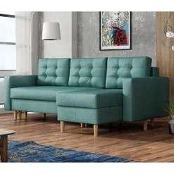 ANA CANAPE ANGLE REVERSIBLE CONVERTIBLE VERT EMERAUDE