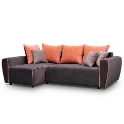 BLANKA CANAPE ANGLE GAUCHE CONVERTIBLE MARRON ET ORANGE
