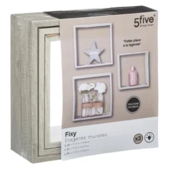 Five ETAGERE MURALE CUBE CHENE GRIS L 3 TAILLES