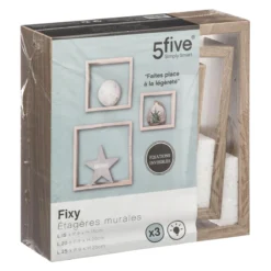 Five ETAGERE MURALE CUBE CHENE NATUREL S 3 TAILLES