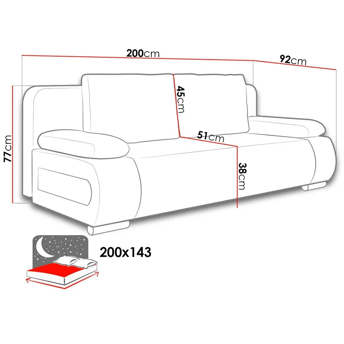 EMMA CANAPE CONVERTIBLE TISSU GRIS NOIR 2 EMMA CANAPE CONVERTIBLE TISSU GRIS NOIR – Image 2