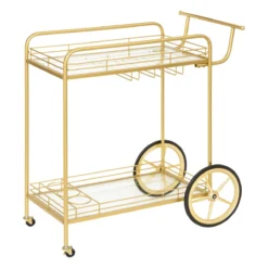 DESSERTE METAL VERRE ANTONELLA DORE H.90CM