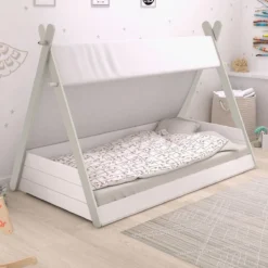 TOTEM LIT 90X200CM BLANC PERLE TAUPE