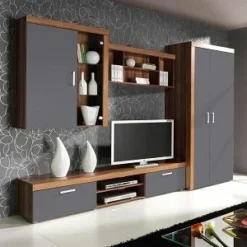 BRODE UNITE MURALE 4 ELEMENTS PRUNE ET GRIS