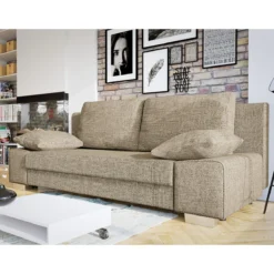 LAURA CANAPE CONVERTIBLE 3 PLACES TISSU MARRON