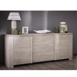 SEGUR ENFILADE 2PORTES 3 TIROIR CHENE CHAMPAGNE