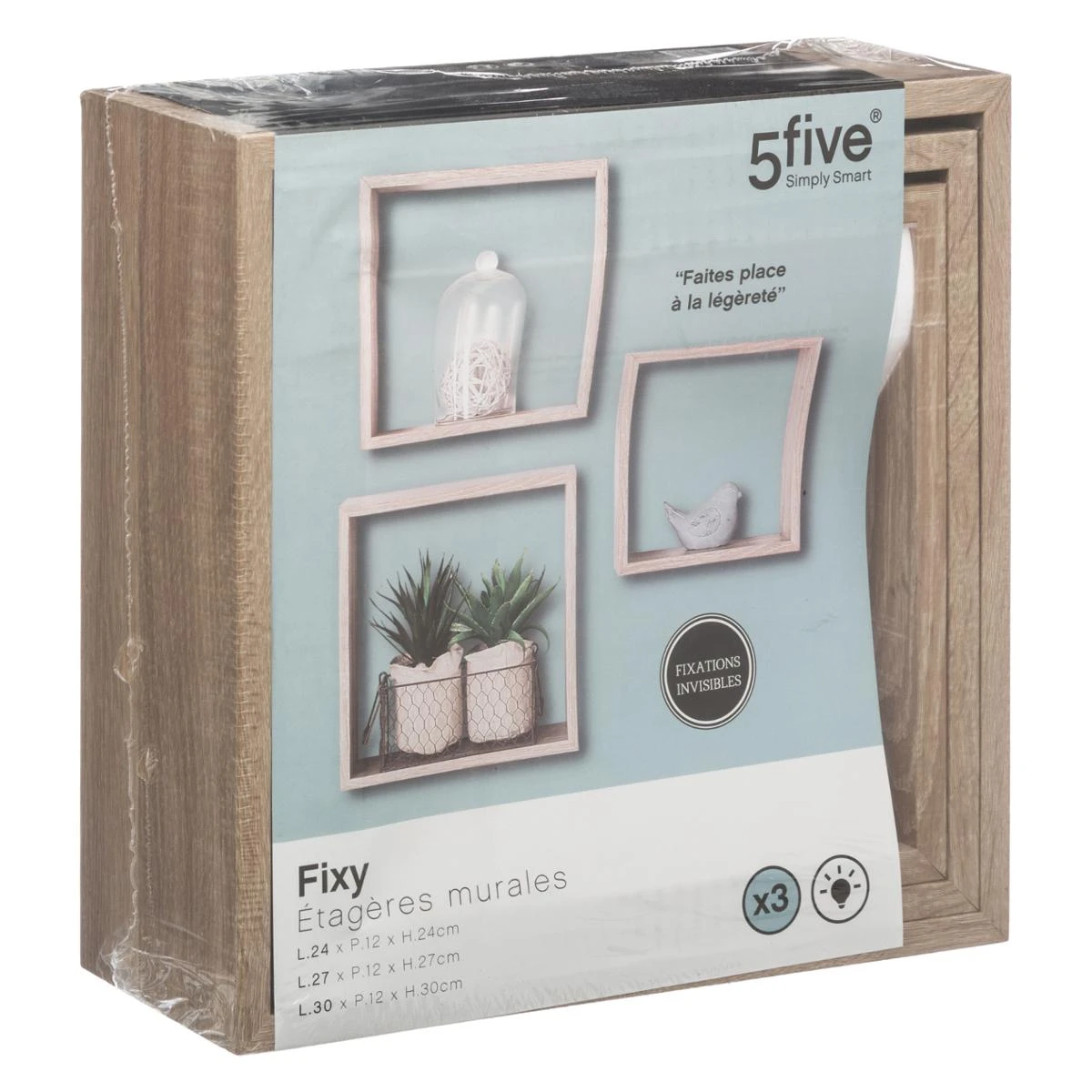 Five ETAGERE MURALE CUBE CHENE NATUREL L 3 TAILLES 1 Five ETAGERE MURALE CUBE CHENE NATUREL L 3 TAILLES