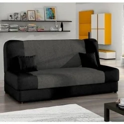 JONAS CANAPE CONVERTIBLE 3 PLACES ANTHRACITE ET NOIR