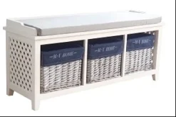 BANC AVEC RANGEMENT PANIER 106.5X35X47.5CM